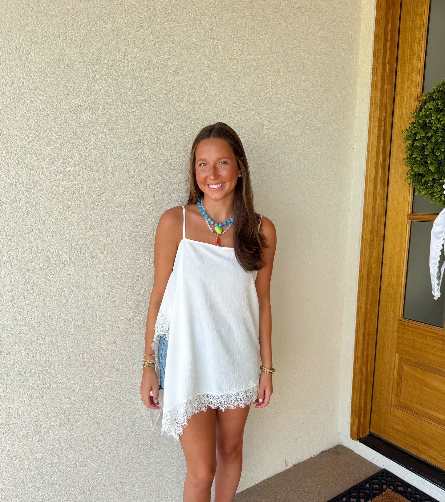 Out and About White Lace Top