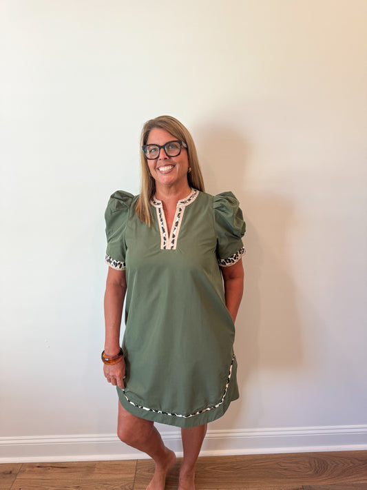 Olive Mini Cheetah Dress