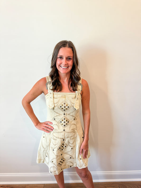 Tan Denim Jewel Dress