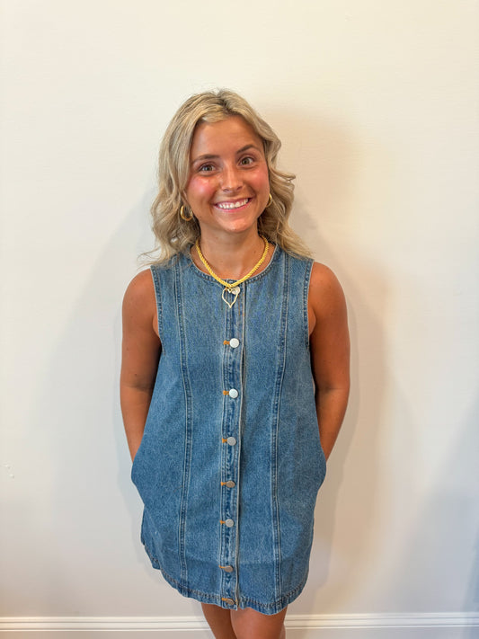 Sleeveless Denim Mini Dress