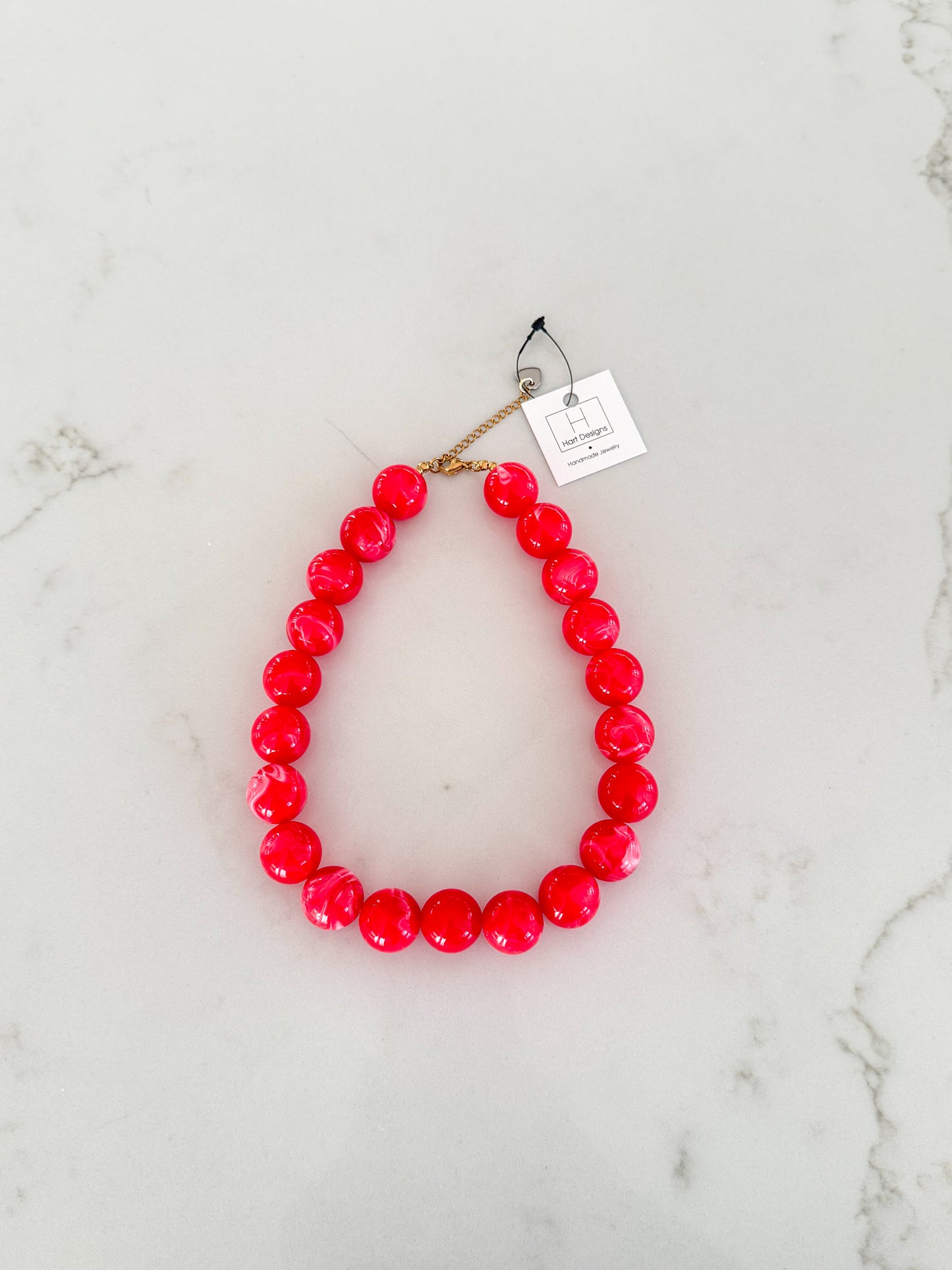 Hot Pink Marble Bubble Necklace