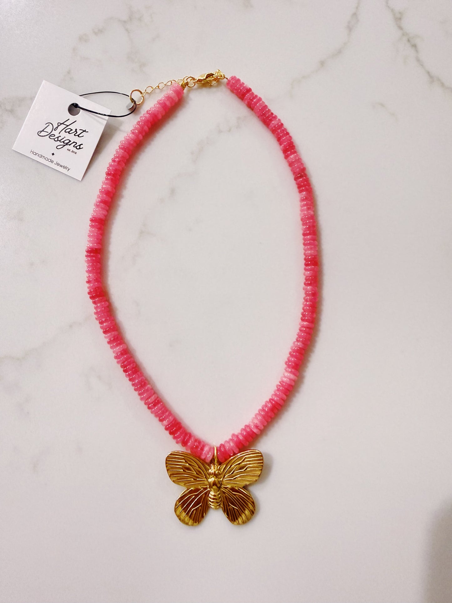 Pink Butterfly Necklace