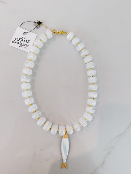 Baby Blue Striped Fish Necklace
