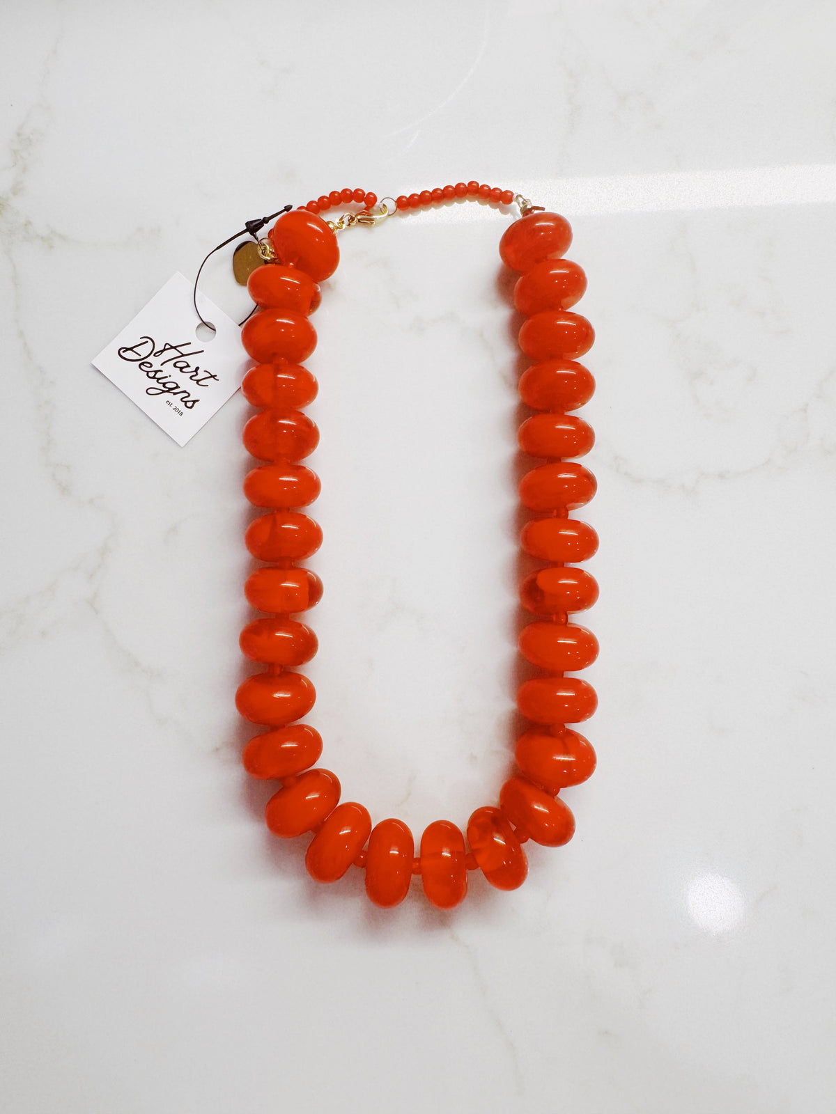 Red Oval Beaded Necklace