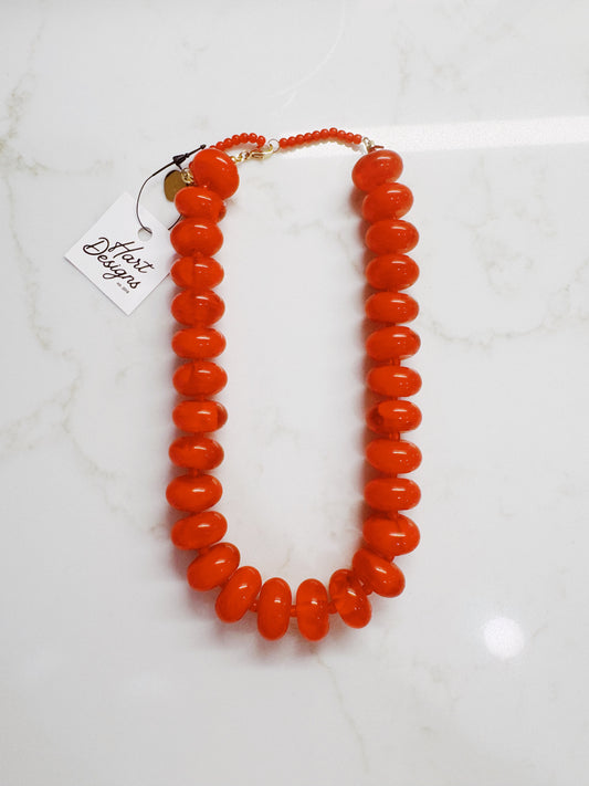 Red Oval Beaded Necklace