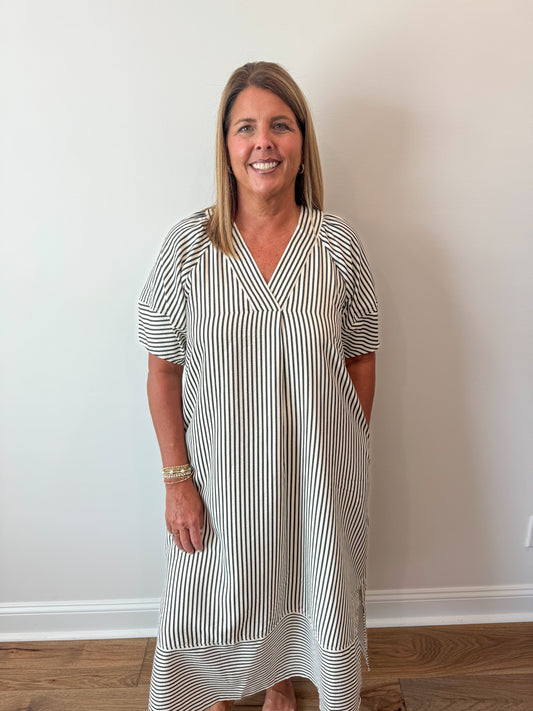 Black Stripe Midi Dress