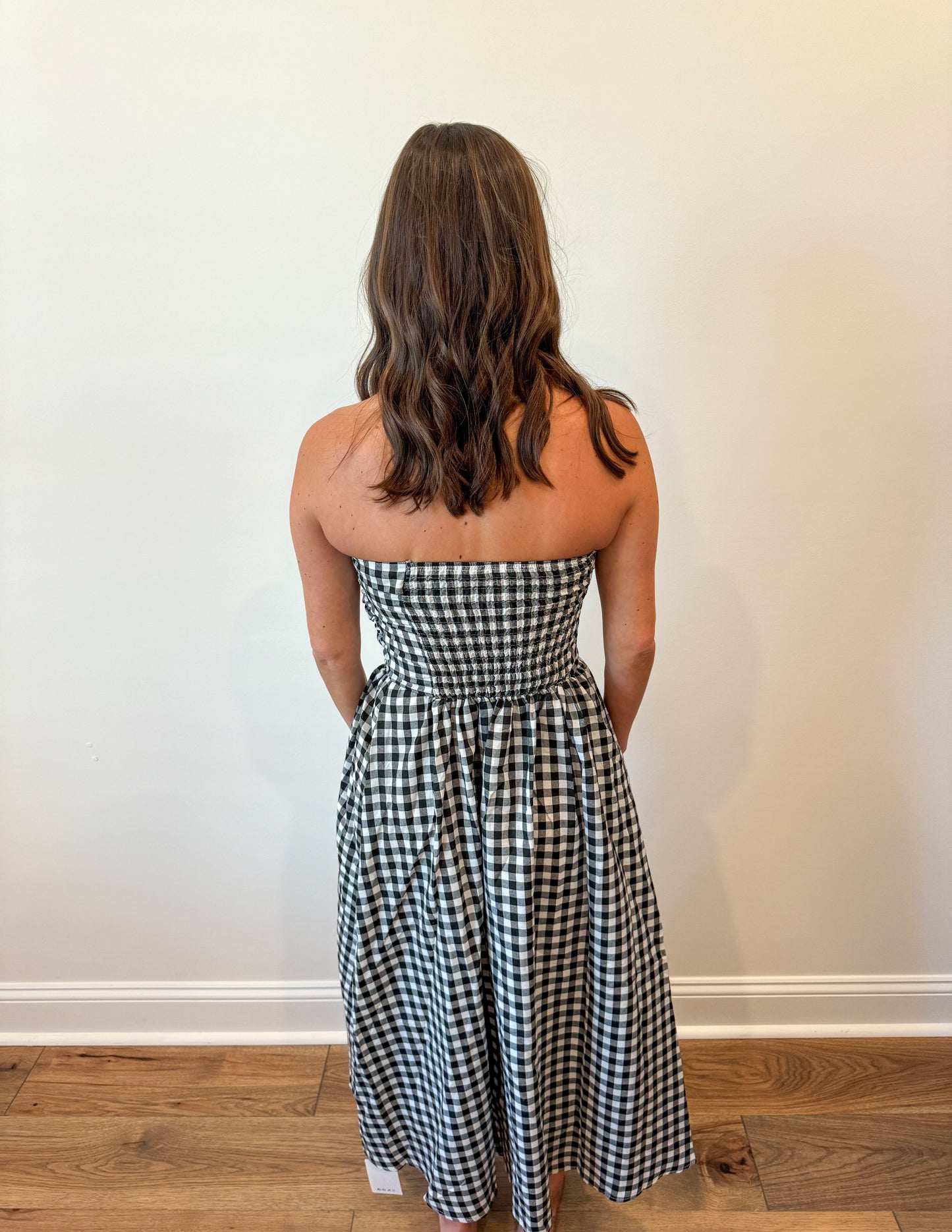 B&W Gingham Midi Dress
