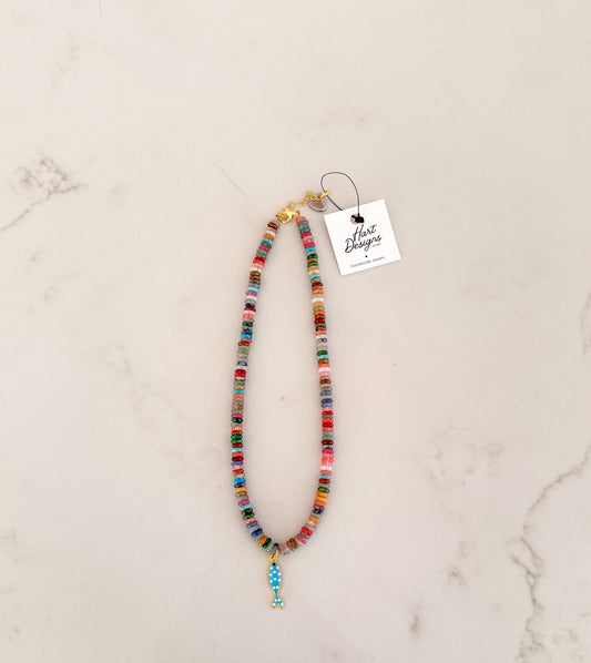 Multi Color Turqouise Sardine Necklace