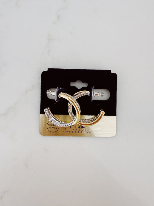 Gold and Silver Intertwined Hoops