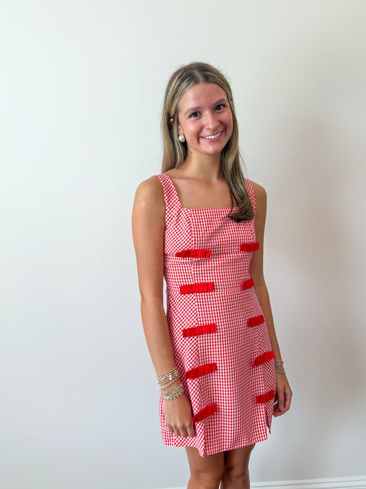 Red Ribbon Mini Dress