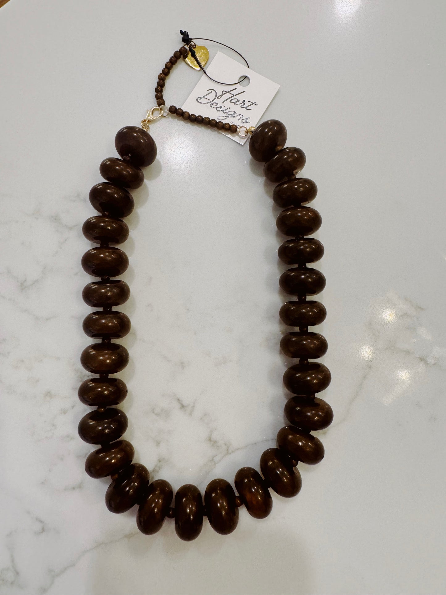 Chocolate Oval Beaded Necklace