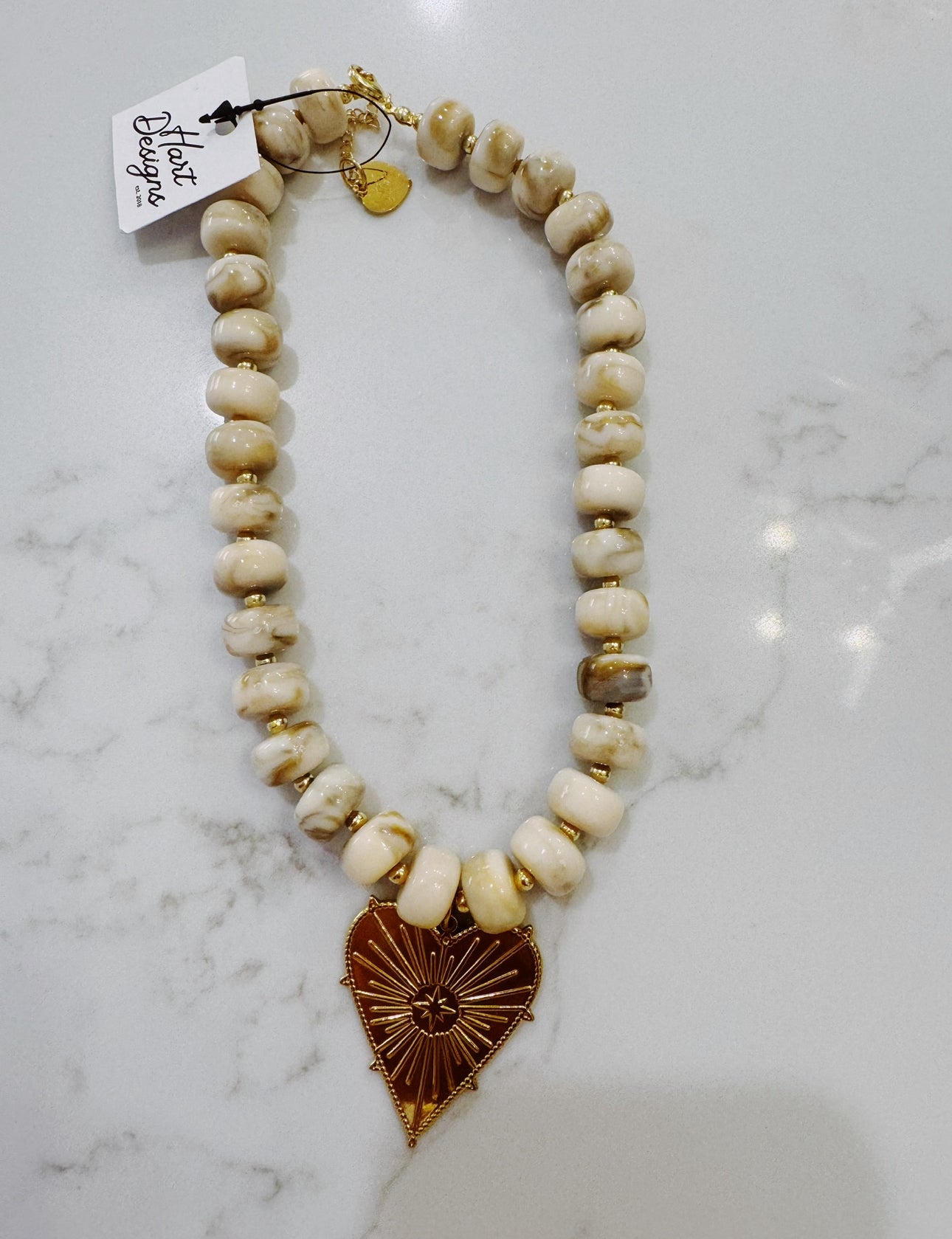 Cream+Tan Bead Necklace